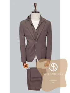 suit sartoria uae hooded lapel brown performance suit bcvOZr