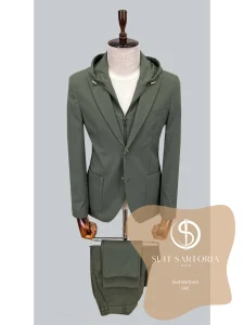 suit sartoria uae hooded lapel green performance suit HoVOaN