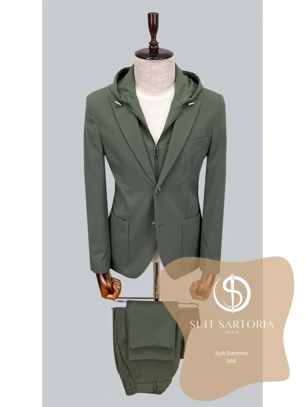 Suit Sartoria Hooded Lapel Green Performance Suit