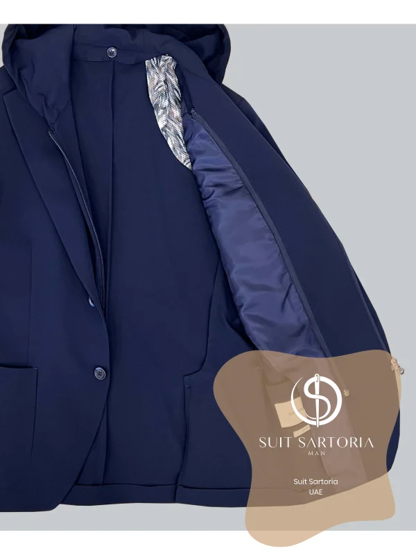 Suit Sartoria Hooded Lapel Navy Blue Performance Suit