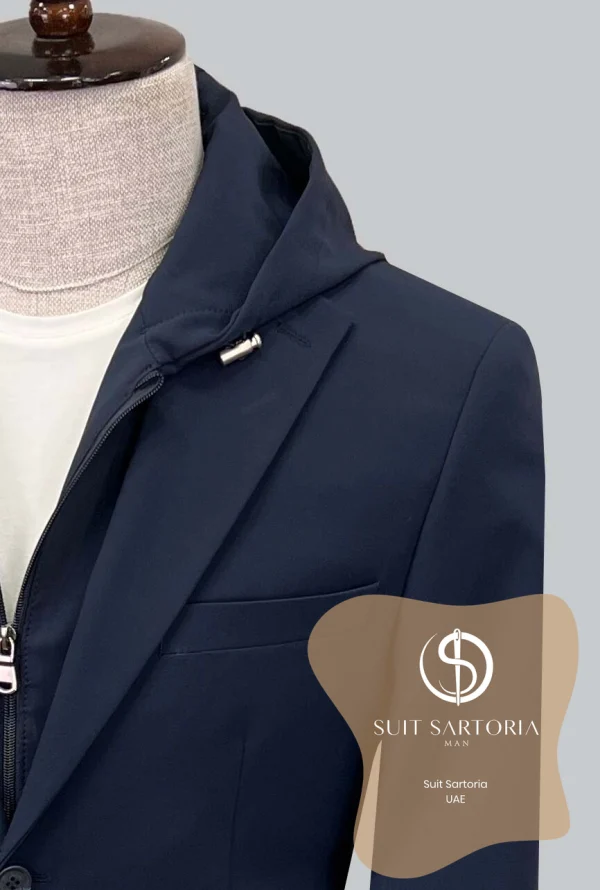 Suit Sartoria Hooded Lapel Navy Blue Performance Suit