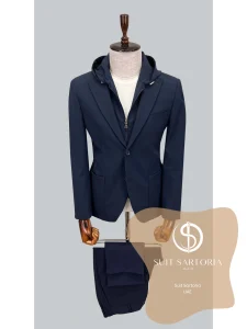 suit sartoria uae hooded lapel navy blue performance suit LpRaDL