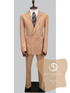 suit sartoria uae light brown double breasted suit Rux9PM