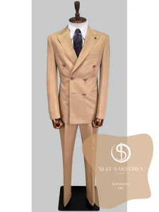 suit sartoria uae light brown double breasted suit XzmtVM