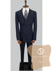 suit sartoria uae navy blue double breasted suit BYNJCJ