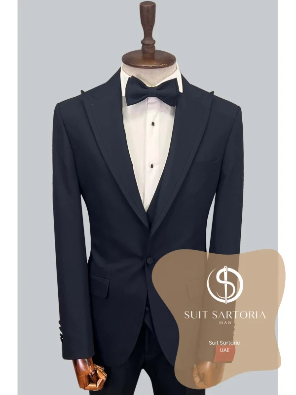 Suit Sartoria Navy Blue Removable Lapel Tuxedo