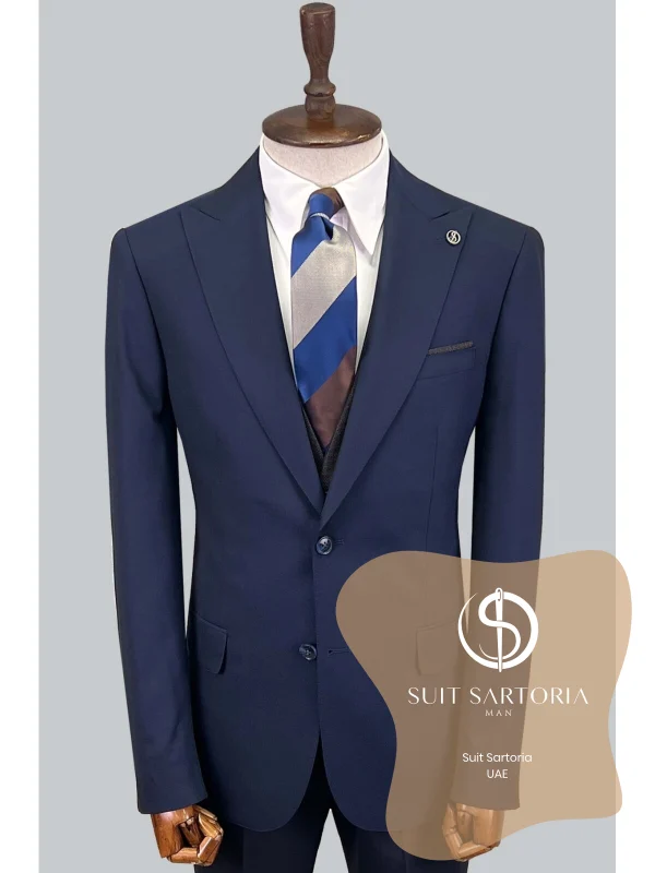 Suit Sartoria Navy Blue Suit With Reversible Vest