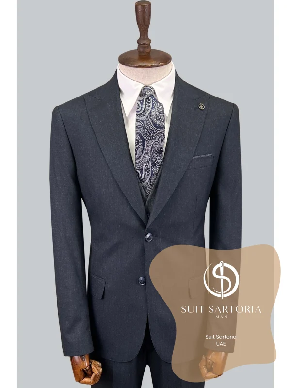 Suit Sartoria Navy Blue Suit With Reversible Vest