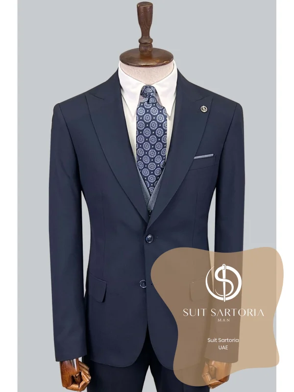 Suit Sartoria Navy Blue Suit With Reversible Vest