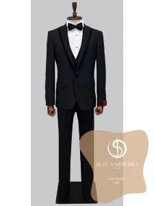 suit sartoria uae removable lapel black tuxedo HHi5jb