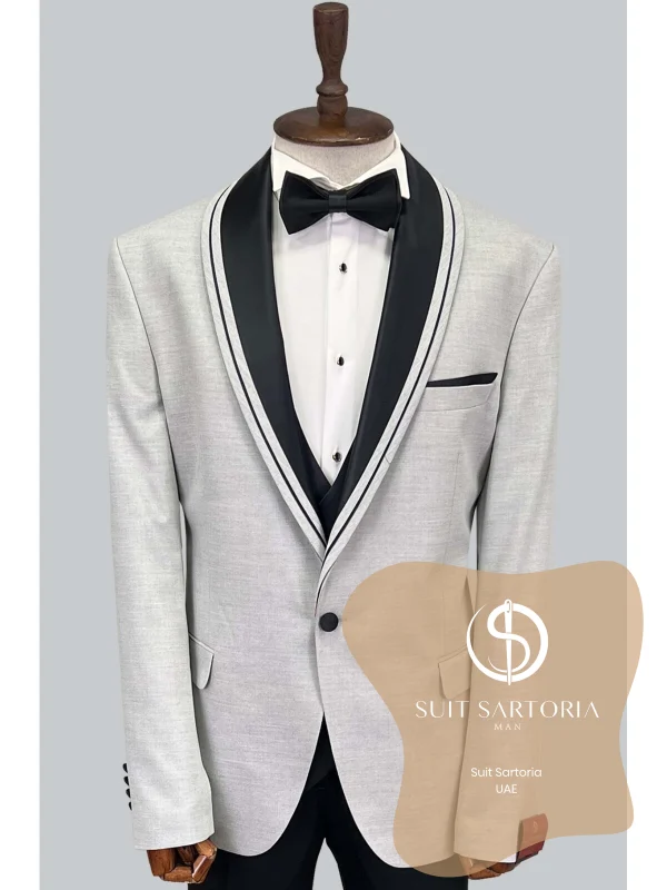 Suit Sartoria Removable Lapel Grey Big Sizes Tuxedo