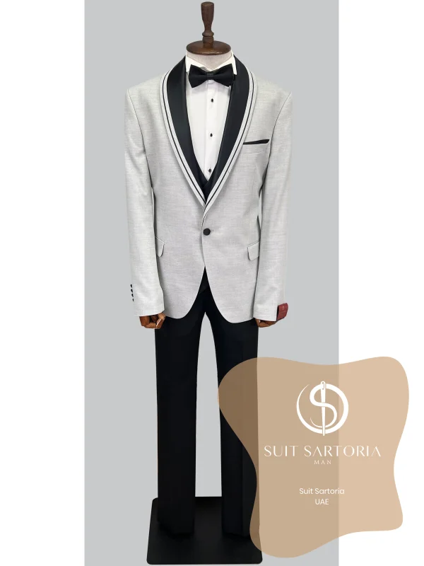 Suit Sartoria Removable Lapel Grey Big Sizes Tuxedo