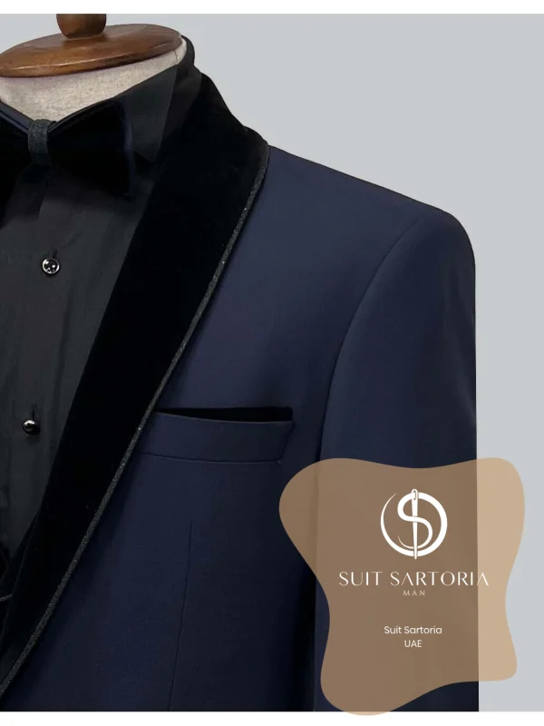 Suit Sartoria Removable Lapel Navy Blue Tuxedo