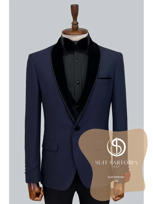 Suit Sartoria Removable Lapel Navy Blue Tuxedo