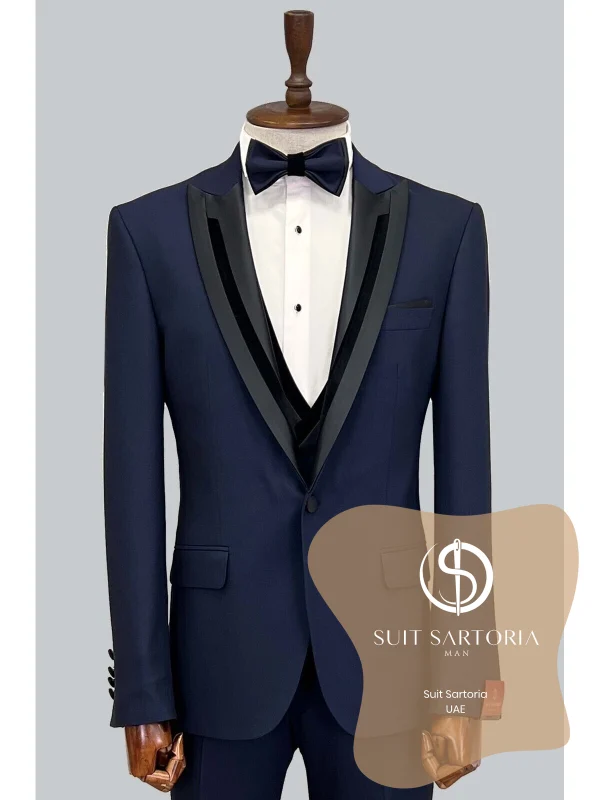 Suit Sartoria Removable Lapel Navy Blue Tuxedo