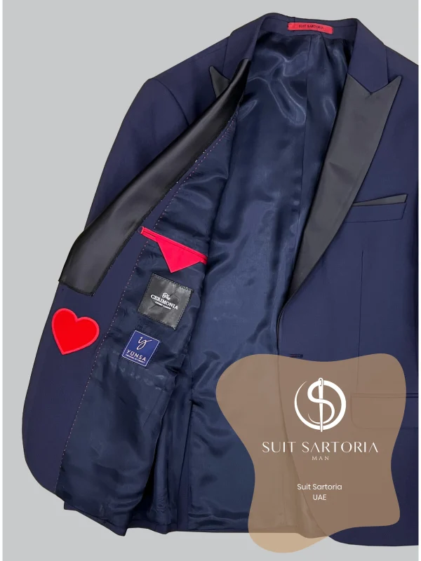 Suit Sartoria Removable Lapel Wool Navy Blue Suit