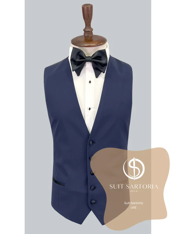 Suit Sartoria Removable Lapel Wool Navy Blue Suit